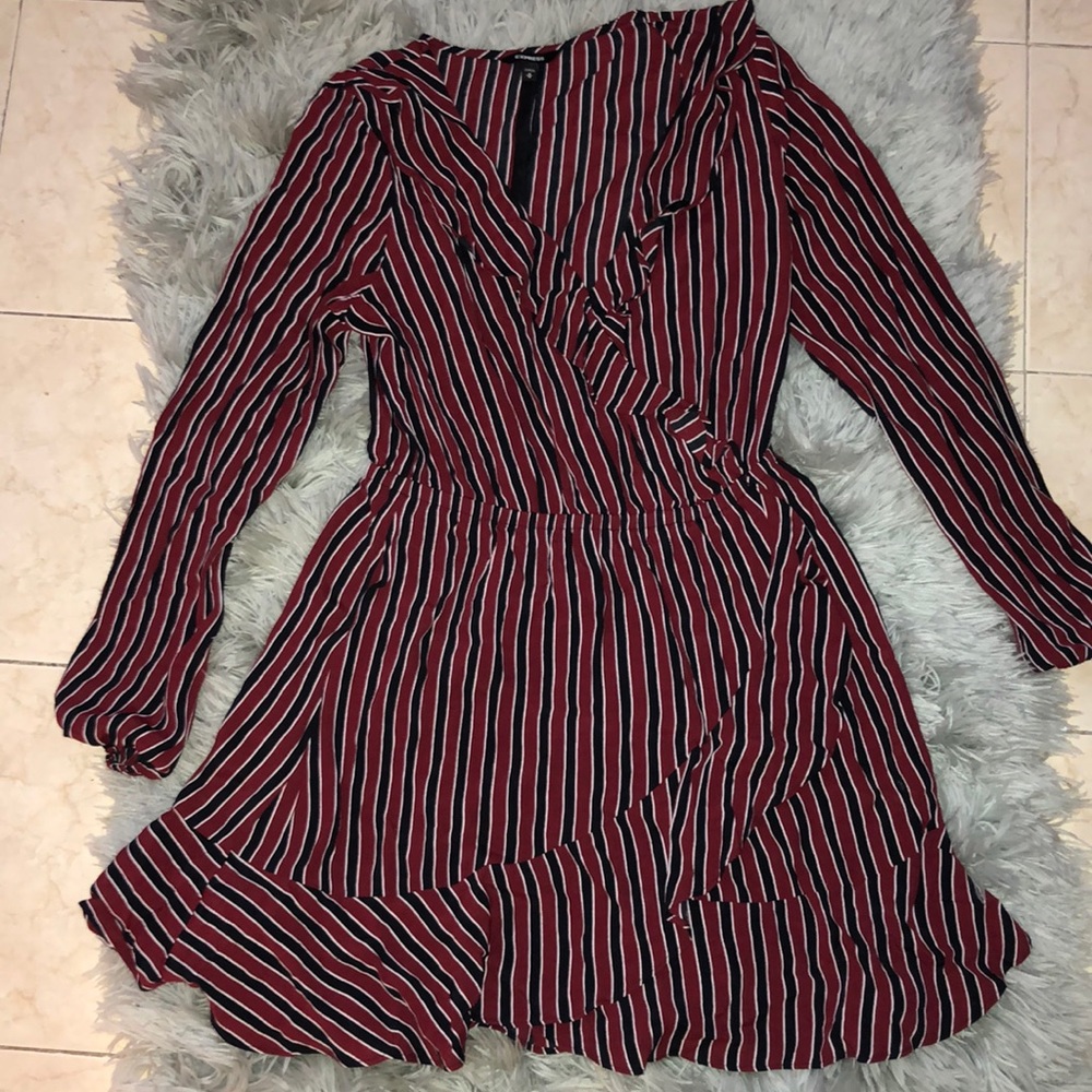 Red and black striped dress from express